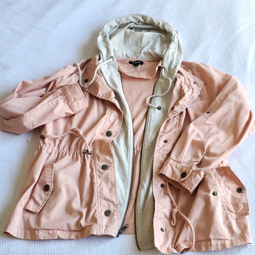 Torrid Pink Hooded Anorak Jacket Size 1